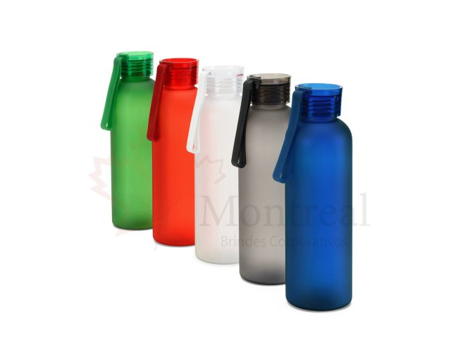 CARGNIN. Squeeze esportiva em PET 100% reciclado, com acabamento fosco 600 mL