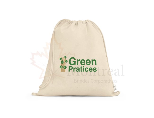 Sacola tipo mochila em 100% algodo reciclado (180 g/m)