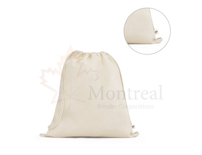 Sacola tipo mochila 100% algodo orgnico (140 g/m)