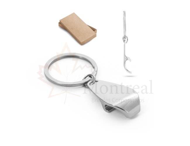 HELLI. Chaveiro em metal com abridor de garrafas