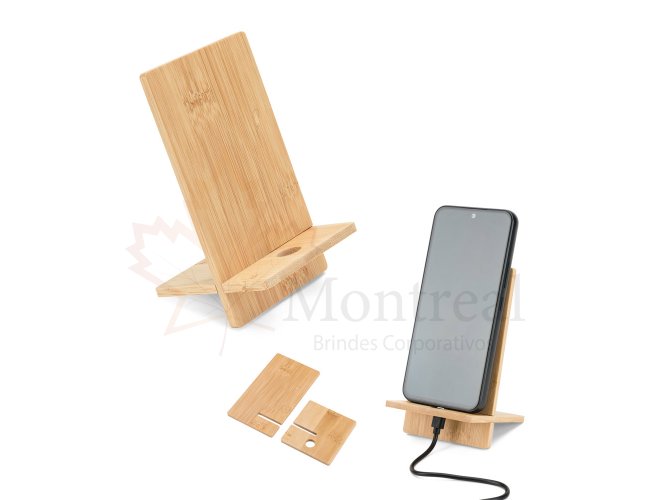 GALEN. Suporte para celular em bambu, desmontvel em duas partes