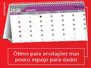 Calendrio 20x10cm 7 folhas com espao para anotaes