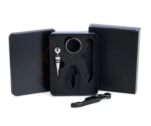 Conjunto De 4 Pecas Para Vinho Com Estojo Em Aluminio