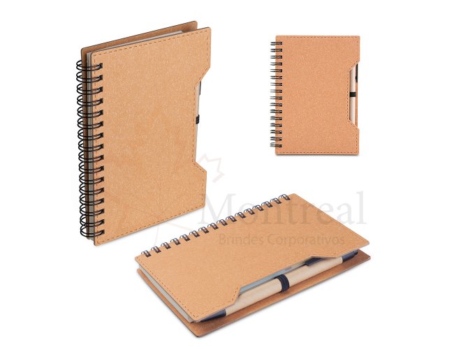 Caderno A6 capa em papel�o reciclado com caneta
